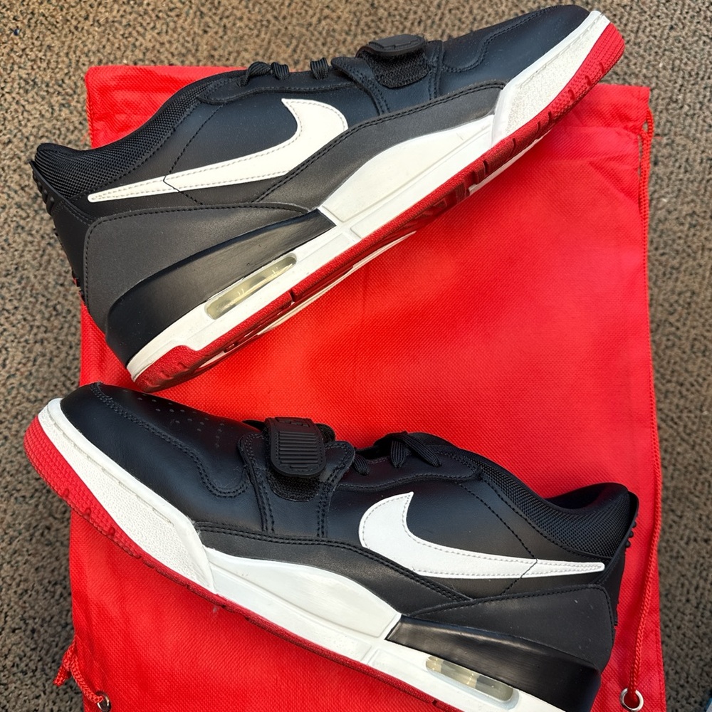 Jordan Legacy 312 Low Black Sail University Red Sneakers with Red Outsole